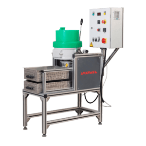 SM14 14L centrifugal finishing machine with manual sieve tray and integrated control panel