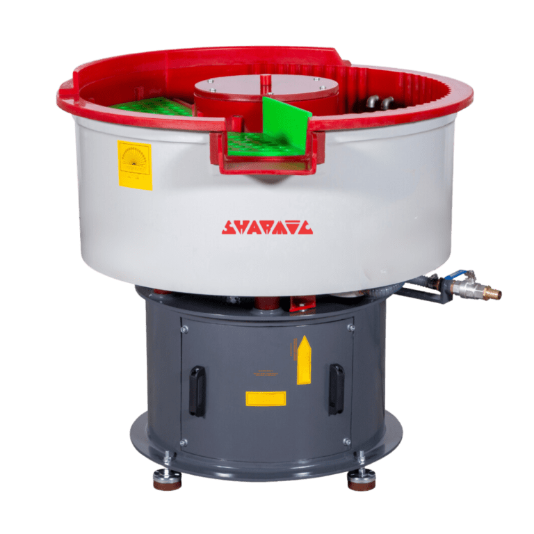Front view of VRX Automatic Unloading Vibratory Machine with 125 litre capacity