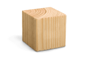 Wooden cubed media used for precision surface finishing and polishing in vibratory finishing machines