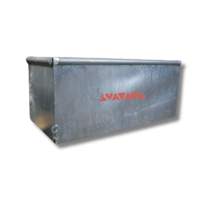 Side profile of a weir tank designed to collect sediment and dilute finishing compound prior to discharge