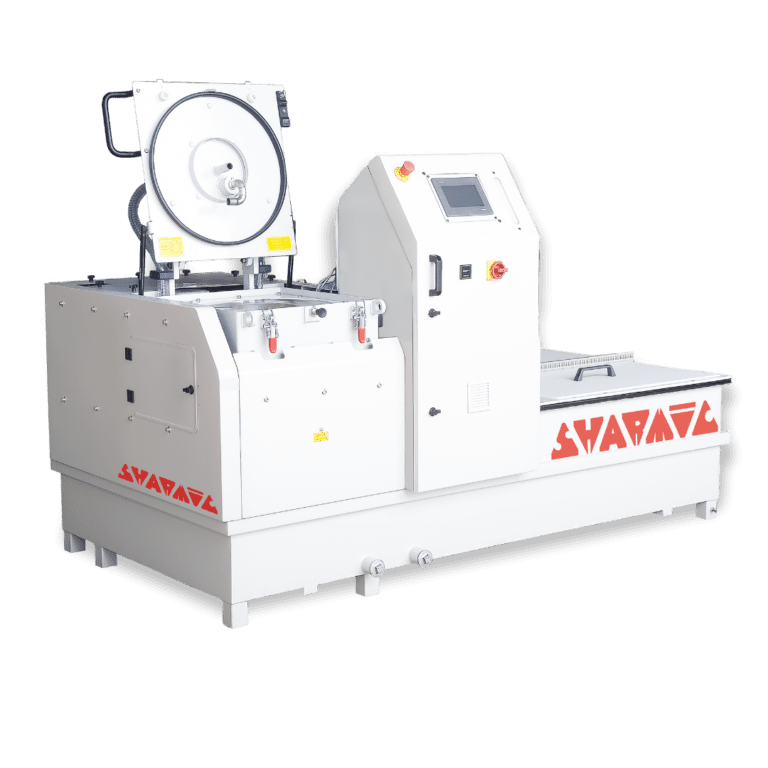 ARS 140 B1000 recirculating water system unit used in surface finishing applications with lid open.
