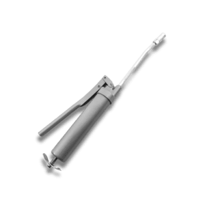 Grease gun used for lubricating machine bearings through designated grease points.