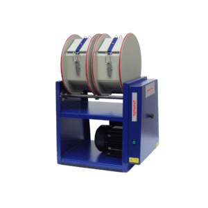 Rota Series rotary machine with two 3-litre barrels for small batch finishing applications.