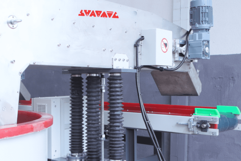 Magnetic separator for efficient removal of ferrous contaminants from finishing media and components.