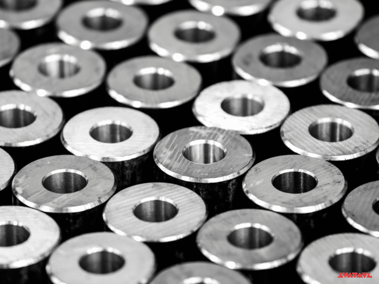 Aluminium cylindrical components featuring central holes, displayed for manufacturing or finishing processes.
