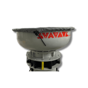 SM manual vibratory finishing machine fitted with splash stretch cover for protection during operation