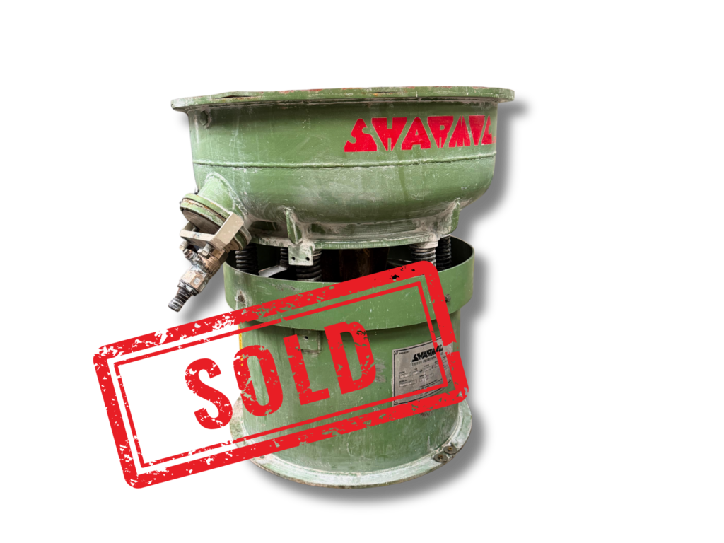 Front view of VIB90 vibratory finishing machine with Sold label