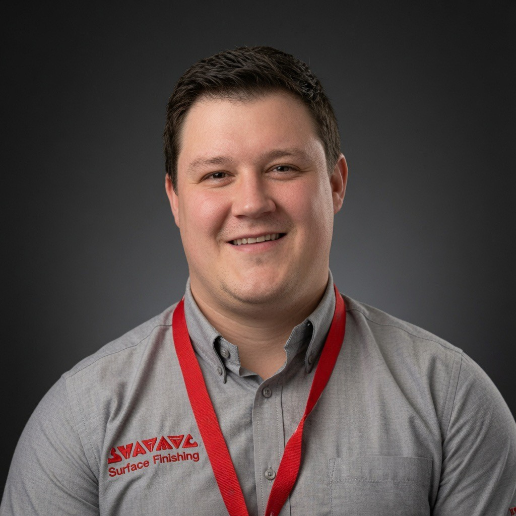 Professional portrait of James Turner, Technical Sales Manager at Sharmic, providing technical advice and tailored vibratory finishing solutions.