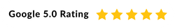 Button showing rated 5 stars on Google reviews